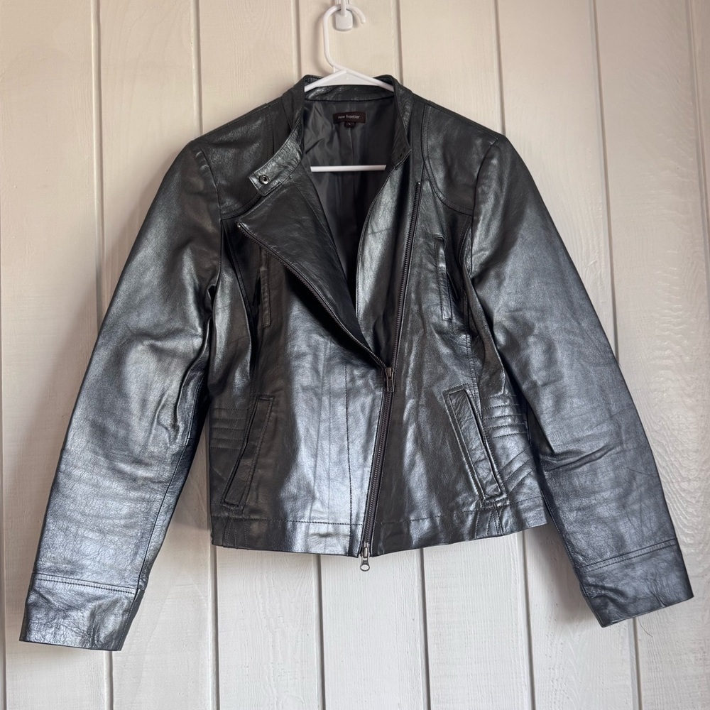 New Frontier Metalic Retro Genuine Leather Jacket